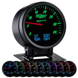 GlowShift Gauges 3in1 Black Dial 35 PSI Boost with Digital Exhaust Gas Temperature & Temperature Gauge | GS-3G-12