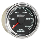 GlowShift Gauges Mechanical Series - 52mm - Black Face - 200psi Air Pressure Gauge - White LEDs | GS-MSB-AP- 200