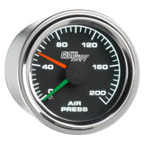 GlowShift Gauges Mechanical Series - 52mm - Black Face - 200psi Dual Air Pressure Gauge - White LEDs | GS-MSB-DAP- 200