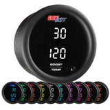 GlowShift Gauges 10 Color Digital Dual Boost/Vacuum & Temperature Gauge | GS-TCD-BT