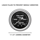 GlowShift Gauges GlowShift Gauges Liquid Filled Black Mechanical 1500 PSI Nitrous Pressure Gauge GS-MSB-NOS- 1500