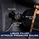 GlowShift Gauges GlowShift Gauges Liquid Filled Black Mechanical 1500 PSI Nitrous Pressure Gauge GS-MSB-NOS- 1500