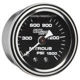 GlowShift Gauges Liquid Filled Black Mechanical 1500 PSI Nitrous Pressure Gauge | GS-MSB-NOS- 1500