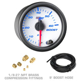 GlowShift Gauges GlowShift Gauges White 7 Color 4 Gauge Diesel Set - 60 PSI Boost, 1500° F Exhaust
Gas Temperature, Transmission Temperature & 100 PSI Fuel Pressure Gauges GS-W7-DS4