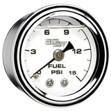 GlowShift Gauges GlowShift Gauges Liquid Filled White Mechanical 15 PSI Fuel Pressure Gauge GS-MSW-FP-15
