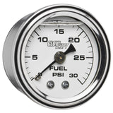 GlowShift Gauges GlowShift Gauges Liquid Filled White Mechanical 30 PSI Fuel Pressure Gauge GS-MSW-FP-30