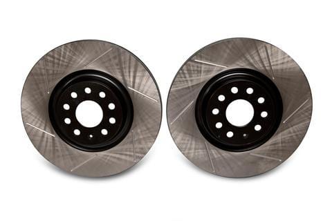 EMD Auto 340x30mm Coated High Carbon Front Slotted Brake Rotor (Pair) | 8V S3 | MK7/7.5 GTI/R | EMD-Carbon-Slotted-Rotors-S3-GTI-R