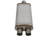 aFe MACHForce XP SS Muffler 3in Center Inlet / 2.5in Dual Outlets 18in L x 9in W x4in H Body | 49M00018