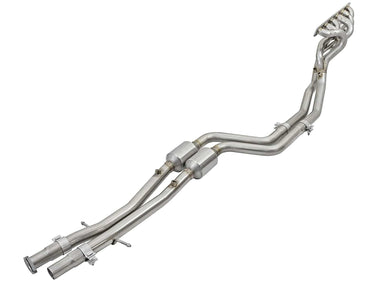 aFe Twisted Steel Long Tube Header & Mid Pipe 304 Stainless Steel w/ Cat - BMW E36 M3 | 48-36316-YC
