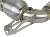 AFE aFe Twisted Steel Down Pipe 3 to 2-3/4 IN 304 Stainless Steel w/ Cat - BMW/MINI / B46 / X1 / Cooper S / F54-57 / F60 48-36322-HC