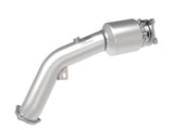 aFe Twisted Steel Down Pipe 3 IN 304 Stainless Steel w/ Cat - Audi / 2.0T / B8 / A4 / A5 / Q5 | 48-36410-YC