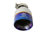 aFe Takeda 304 Stainless Steel Clamp-On Exhaust Tip 2.5in Inlet / 4in Outlet - Blue Flame