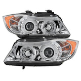 Spyder BMW E90 3-Series 06-08 4DR Projector Headlights - Amber Reflector - Chrome | 5009012