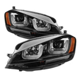 Spyder Volkswagen Golf VII 14-16 Projector Headlights LED - Black Stripe - Black | 5080578