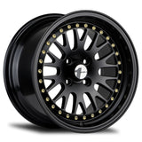 Avid1 Wheels 15x8 / 4x100 et25 / cb73.1 Avid 1 AV-12 15" 4x100 All Black/ Gold Rivets AV1215804C25BG