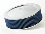 aFe MagnumFLOW Air Filters Round Racing P5R A/F Chrome Assy 14x4: Blk/Blue E/M | 18-21402