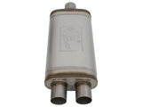 aFe MACHForce XP SS Muffler 2.5in Center Inlet / 2.5in Dual Outlets 18in L x 9in W x 4in H Body | 49M00009
