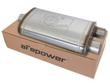 aFe MACHForce XP SS Muffler 3in Center Inlet / 3in Offset Outlet 22in L x 11in W x 6in H Body | 49M00015
