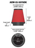 AEM AEM 5in Dryflow Air Filter with 8in Element 21-2075DK