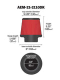 AEM AEM 3.25 inch DRY Flow Short Neck 5 inch Element Filter Replacement 21-2110DK