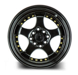Aodhan 15x8 et20 / 4x100 / 4x114.3 / cb73.1 Aodhan AH03 15" 4x100/114.3 Full Gloss Black (Gold Rivet) AH0315804100114320FB
