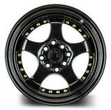 Aodhan 16x8 et15 / 4x100 / 4x114.3 / cb73.1 Aodhan AH03 16" 4x100/114.3 Full Gloss Black (Gold Rivet) AH0316804100114315FB