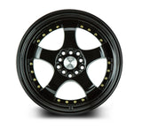 Aodhan 17x9 et25 / 5x100 / 5x114.3 / cb73.1 Aodhan AH03 17" 5x100/114.3 Full Gloss Black (Gold Rivet) AH0317905100114325FB