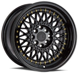 Aodhan 16x8 et15 / 4x100 / 4x114.3 / cb73.1 Aodhan AH05 16" 4x100/114.3 Full Gloss Black (Gold Rivet) AH0516804100114315FB