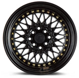 Aodhan 16x8 et15 / 4x100 / 4x114.3 / cb73.1 Aodhan AH05 16" 4x100/114.3 Full Gloss Black (Gold Rivet) AH0516804100114315FB