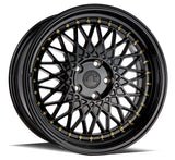 Aodhan 18x9.5 et35 / 5x114.3 / cb73.1 Aodhan AH05 18" 5x114.3 Full Gloss Black (Gold Rivet) AH0518955114335FB