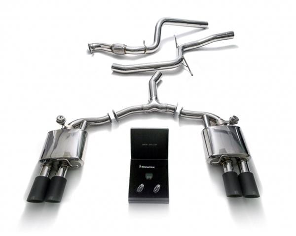 Armytrix Stainless Steel Valvetronic Catback Exhaust System Quad Carbon Tips Audi A4 2.0L TFSI B9 / B9.5 2WD 17+ | AU942-QC11