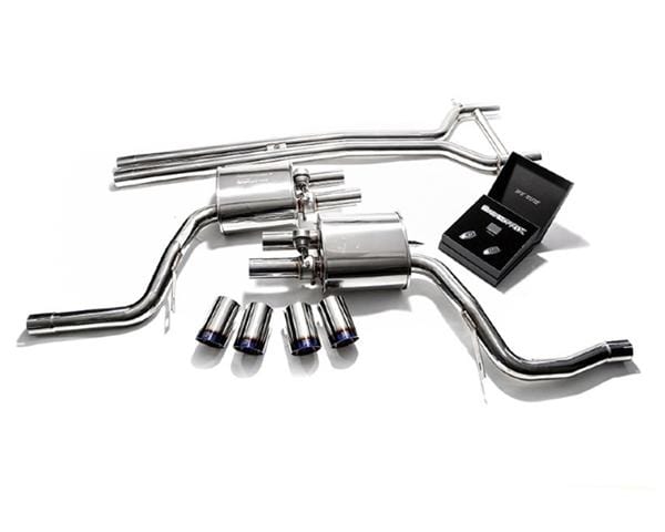 Armytrix Stainless Steel Valvetronic Exhaust System Quad Chrome Silver Tips Porsche 970 Panamera 3.0T 14-17 | P70T1-QS11C