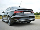 Maxton Design Textured Black Maxton Design Central Rear Splitter Audi 2017+ Face Lift S3 8V Sedan AU-S3-3F-S-RD1T