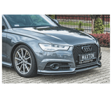 Maxton Design Gloss Black Front Splitter Audi  2015+ S6 / 2014+ A6 S-Line C7 Face Lift AU-S6-C7F-FD1G