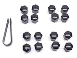 17mm Head Black Wheel Bolt Caps (Set of 16 with Tool) | B70001-KT-16