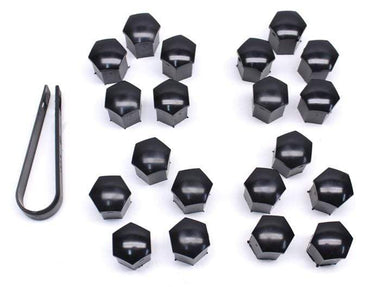 17mm Head Black Wheel Bolt Caps (Set of 20 with Tool) | B70001-KT-20