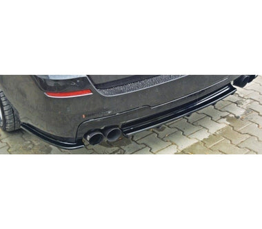 Maxton Design Gloss Black Maxton Design Central Rear Splitter BMW 5 Series F11 M-Pack - Without Vertical Bars (Fits Two Double Exhaust Ends) BM-5-11-MPACK-RD2G