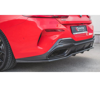 Maxton Design Gloss Black Maxton Design Central Rear Splitter (With Vertical Bars) BMW M850i G15 BM-M850-G15-RD1C+RD2G