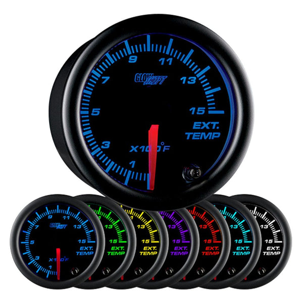 GlowShift Gauges Black 7 Color 1500° F Exhaust Gas Temperature Gauge | GS-C708_1500