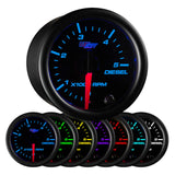 GlowShift Gauges Black 7 Color 2" Diesel Tachometer Gauge | GS-C710-Diesel