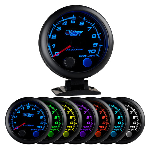 GlowShift Gauges Black 7 Color 33/4" OnDash Tachometer Gauge GS