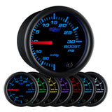 GlowShift Gauges Black 7 Color 30 PSI Boost/Vacuum Gauge | GS-C701