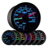 GlowShift Gauges Black 7 Color Dual Needle Air Pressure Gauge | GS-C713-DN