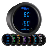GlowShift Gauges Black 7 Color Dual Digital Air Pressure Gauge | GS-C713-DD
