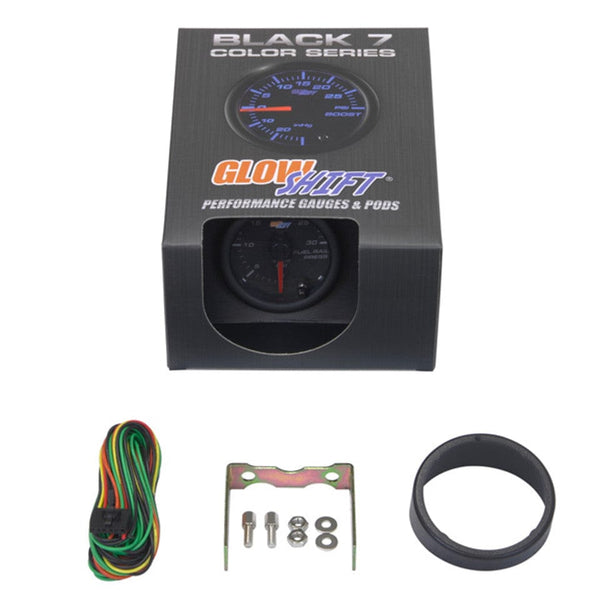 GlowShift Gauges Black 7 Color 30,000 PSI Fuel Rail Pressure Gauge GS