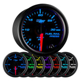 GlowShift Gauges Black 7 Color 30,000 PSI Fuel Rail Pressure Gauge | GS-C719