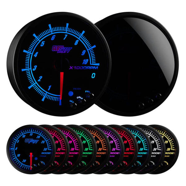 GlowShift Gauges Elite 10 Color 3-3/4" In-Dash Tachometer Gauge | GS-ET16