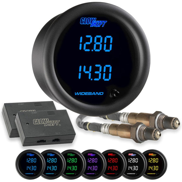 GlowShift Gauges Black 7 Color Dual Digital Wideband Air/Fuel Ratio Gauge | GS-C702W_Dual