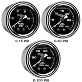 GlowShift Gauges GlowShift Gauges Liquid Filled Black Mechanical 100 PSI Fuel Pressure Gauge GS-MSB-FP- 100