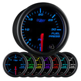 GlowShift Gauges Black 7 Color 30 PSI Fuel Pressure Gauge | GS-C711-30